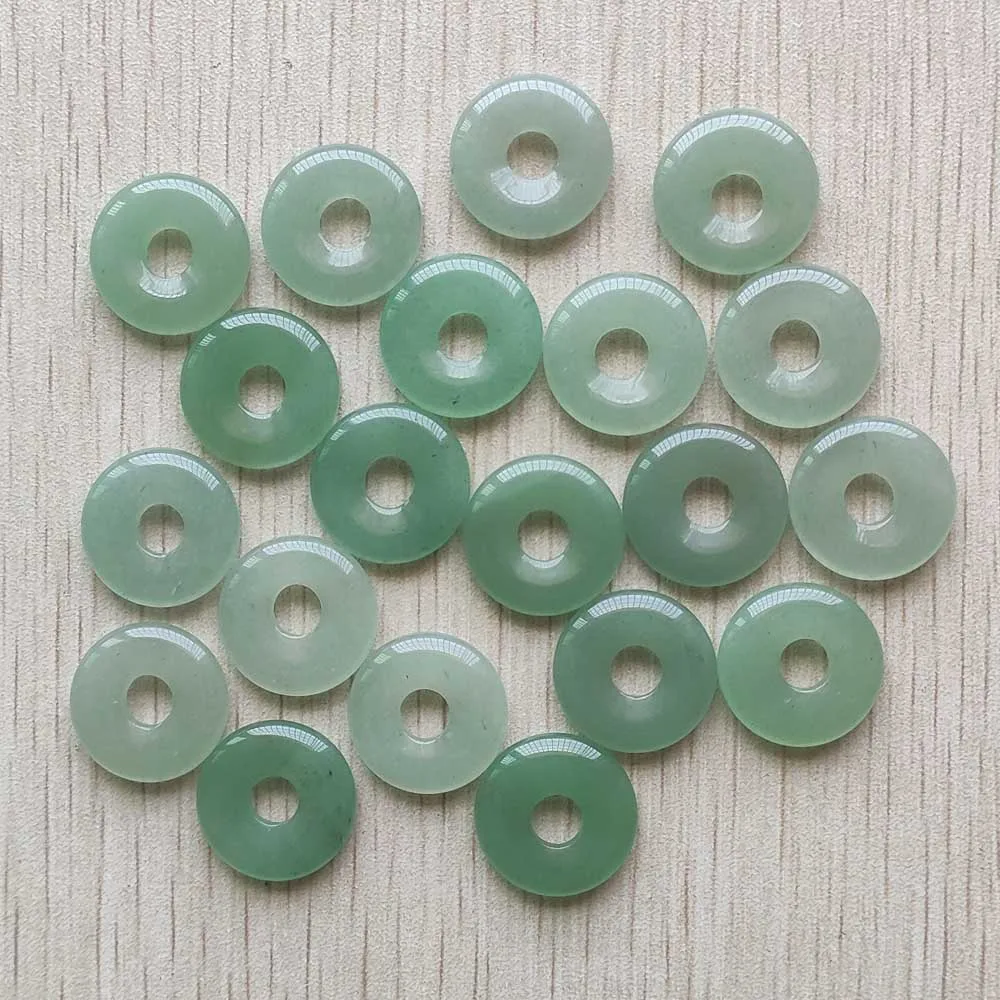 Fashion good quality natural green aventurine circle donut pendants 18mm for jewelry making 20pcs/lot wholesale free shipping