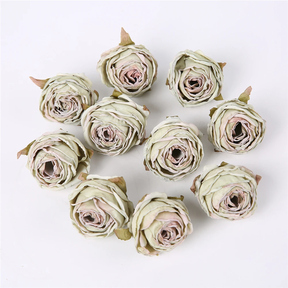 5 قطعة زهرة الحرير الاصطناعي رئيس المحروقة حافة ارتفع ورد صناعي رئيس DIY بها بنفسك زينة الزفاف المنزل الحرف سجل القصاصات اكسسوارات
