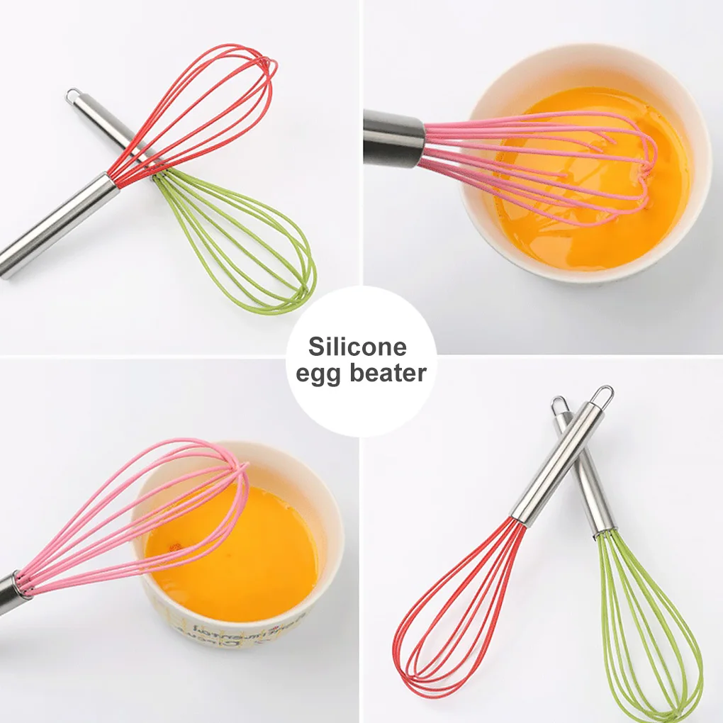 Manual Egg Beater Stainless Steel Silicone Balloon Whisk Cream Mixer Stirring Mixing Whisking Balloon Coil Style Egg Tools