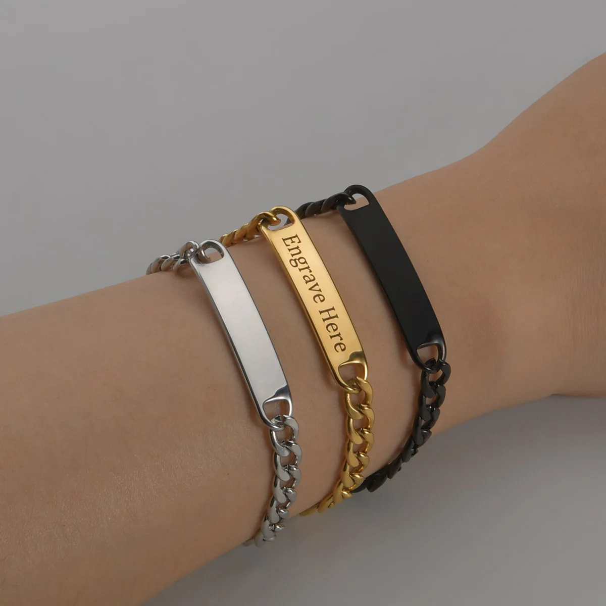 Sifisrri-Bracelets de Date et de nom gravés pour femmes et hommes, Bracelets réglables en acier inoxydable pour garçons et filles, cadeau de bijoux