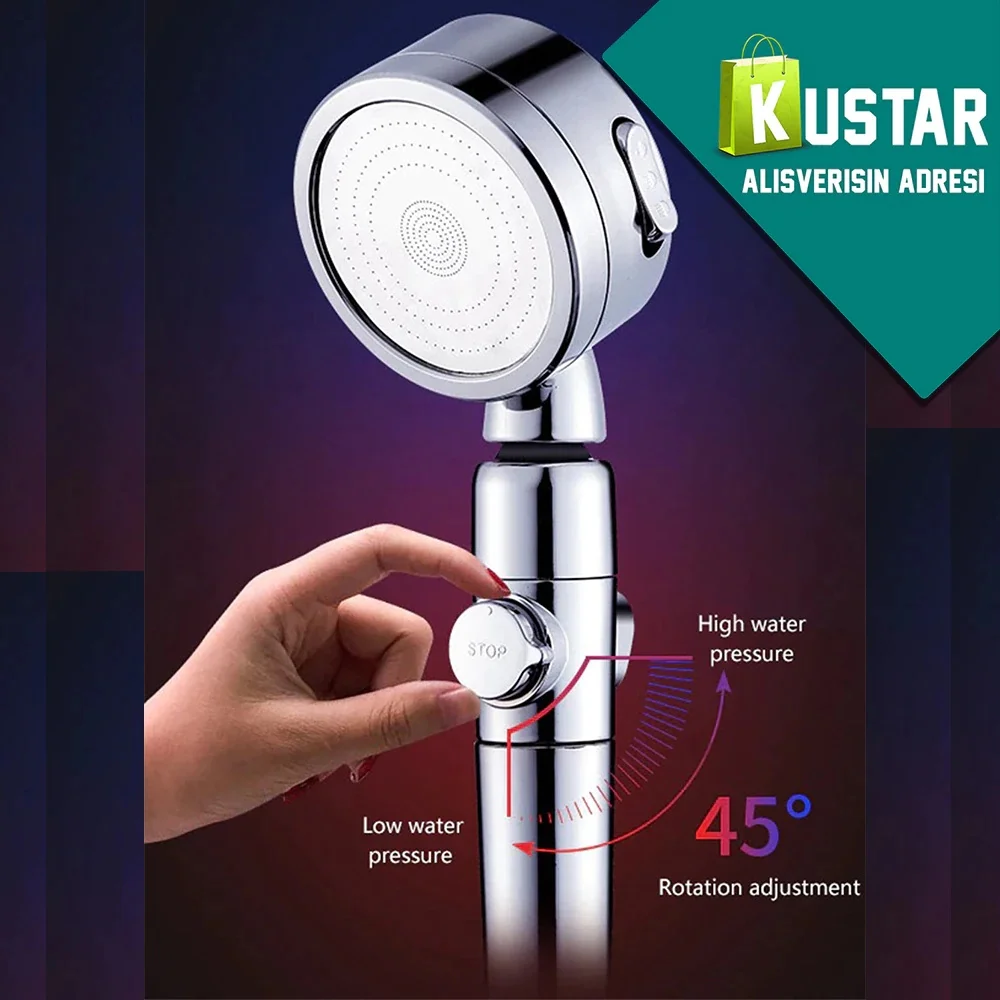 Kustar Water Level Adjustable Chrome Shower head Water Saving F