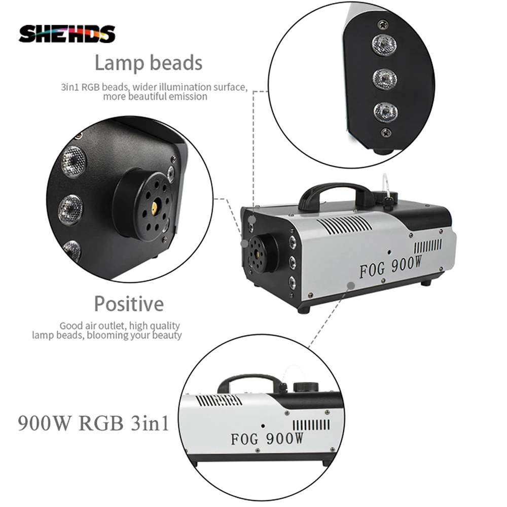 SHEHDS 1500W DMX RGB Smoke Machine with Wireless Remote LED Fog Machine DJ Lights Disco Lighting Stage