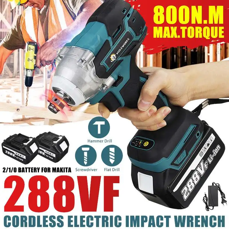 Chave de Impacto Elétrica sem Escova Bateria de Íons de Lítio Novo 22800mah 288vf 6200rpm 520 N.m Torque 110240v