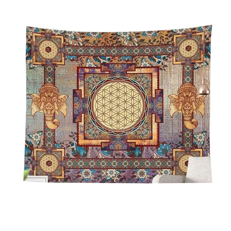 Quality India Mandala Tapestry Gobelin Hanging Wall Floral Tapestry Fabric Polyester/ Cotton Hippie Boho Bedspread Table Cloths