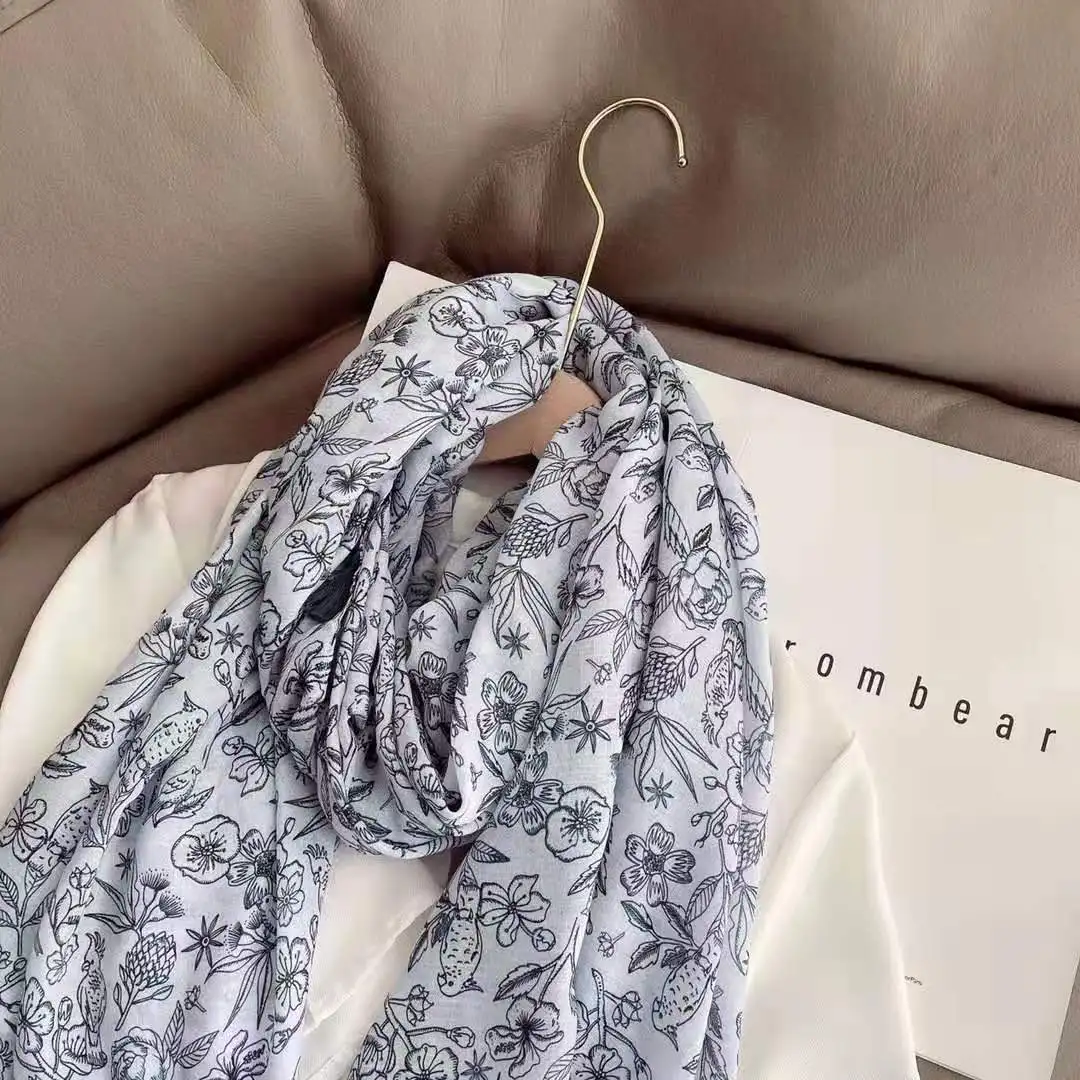 2021 New Spring Rose Print Tassel Scarf Shawls Long Floral Pattern Scarves Hijab