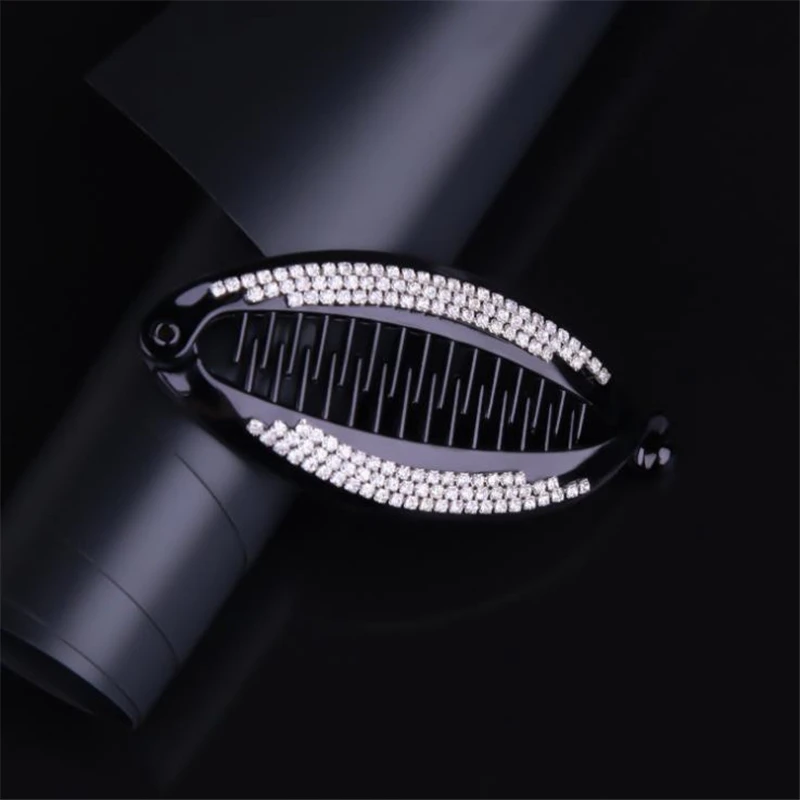 Hair Claws Clip Fish Shape Banana Barrettes Black With Stones Hairpins Hair Accessories For Women Hair Clip Clamp  ACC76