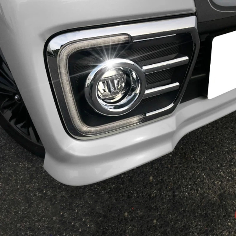 For suzuki spacia custom mk53s Chrome Front Fog Light Lamp Foglight Cover Trim Decoration Frame Exterior Accessories