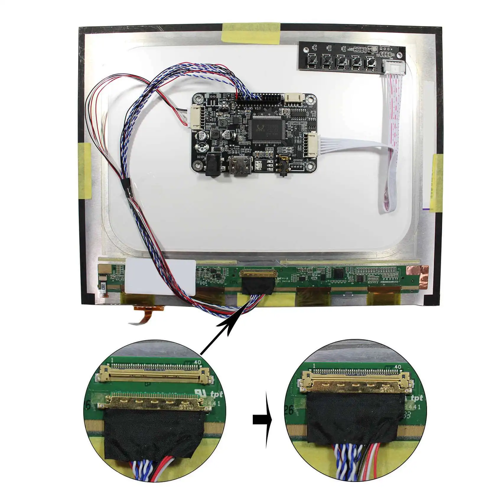 HDM I Audio LCD Controller Board, VS-N5, V3 para 12.1in, 1024X768, HT121X02-001
