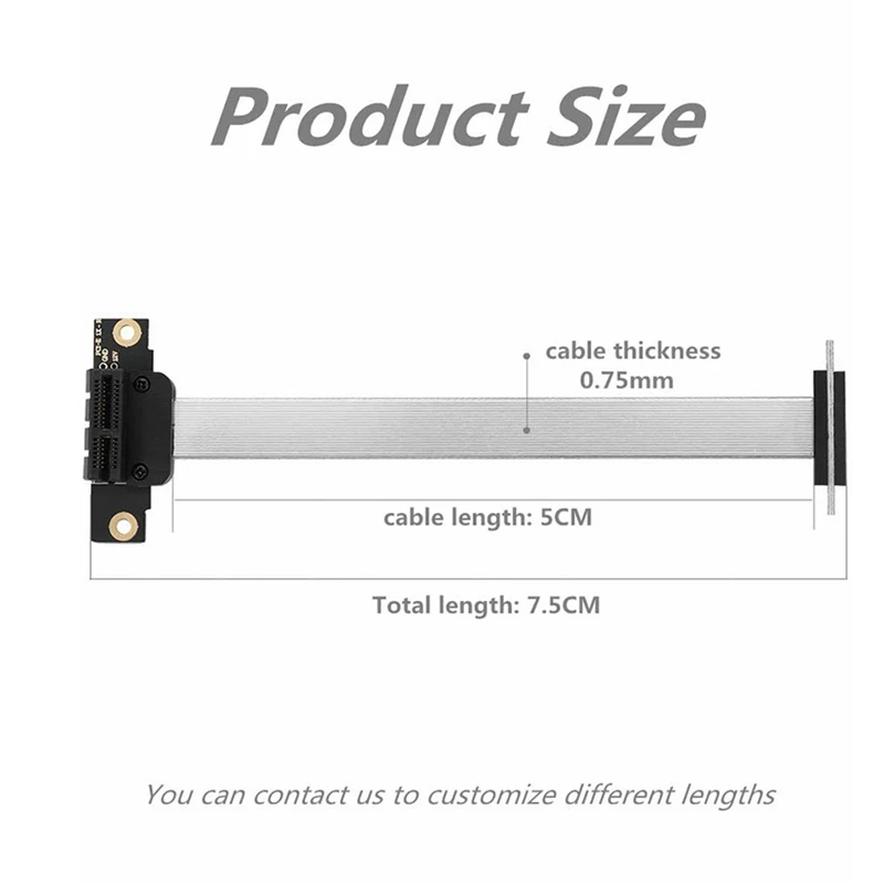 PCIE4 X1 Riser Cable Dual 90 Degree Right Angle PCIe 4.0 x1 to x1 Extension Cable PCI Express 4.0 1x Riser Card Ribbon Extender