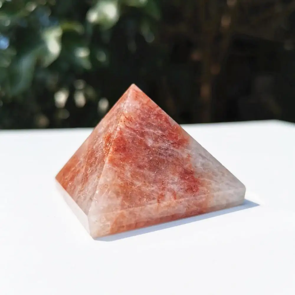 40mm High quality Natural Red Fire quartz pyramid Healing Crystal Chakra Stone