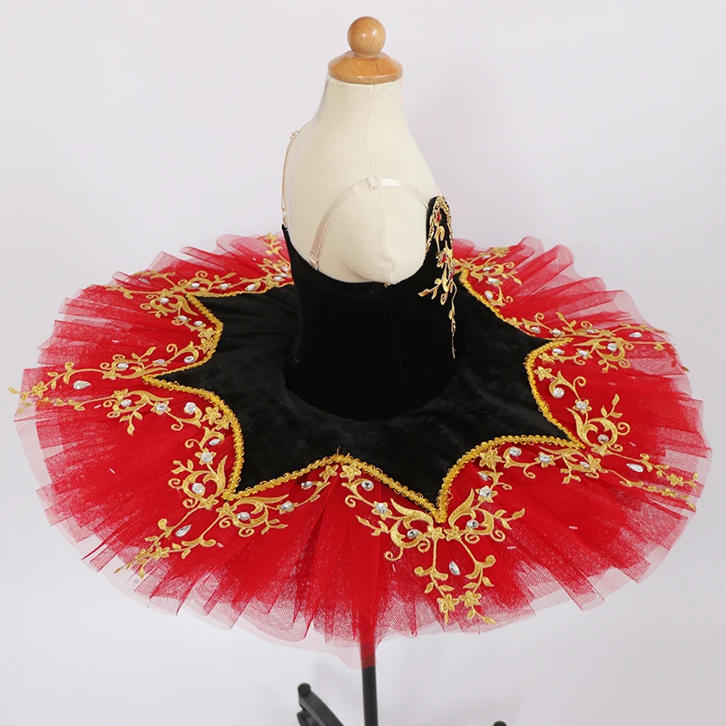 Robe de Ballet Professionnelle pour Adultes et Bol, Tutu de Ballet Rouge et Noir, Costume pour Enfants