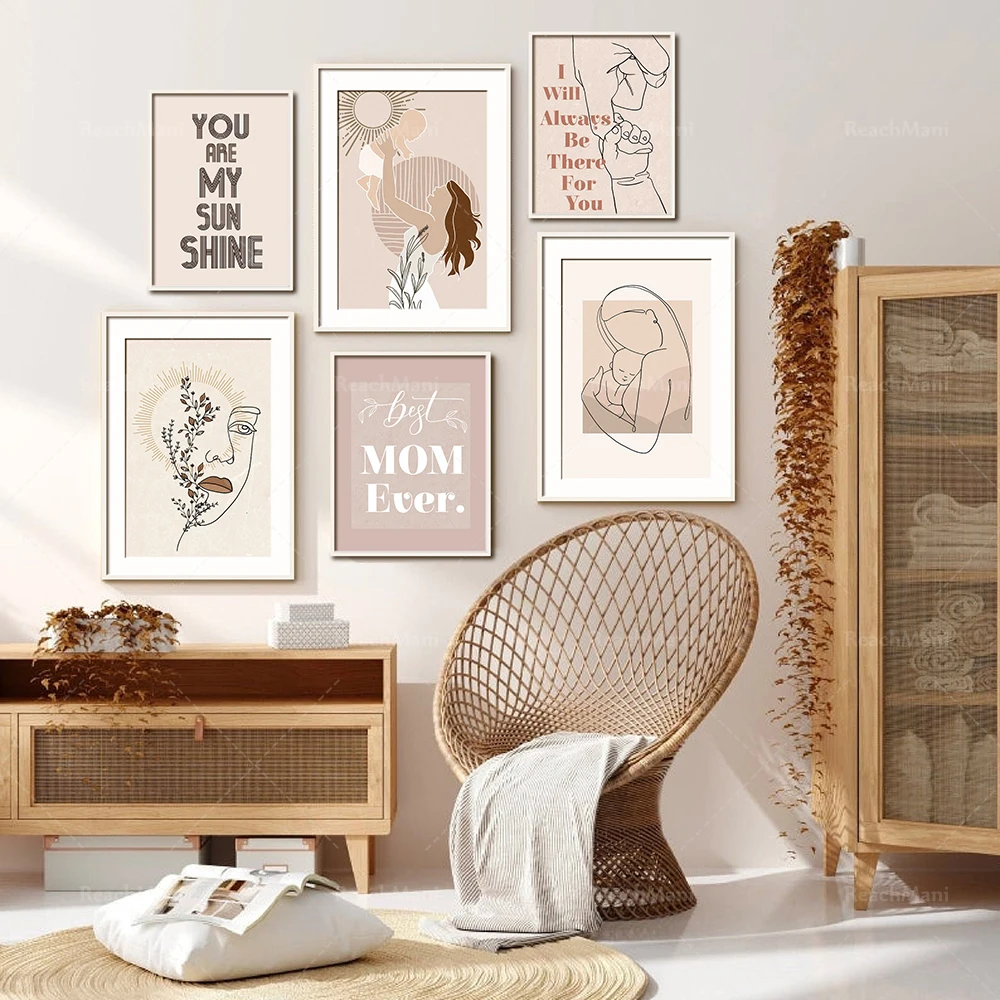 

Bohemian Mother's Day art prints, best mother posters, mother's day gift decoration canvas posters, mother and child art