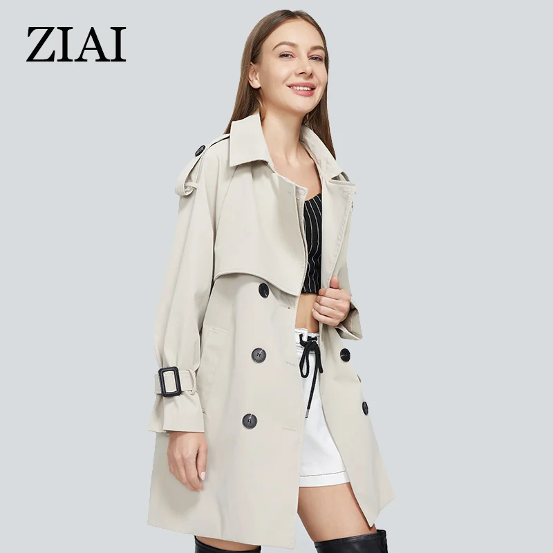 ZIAI 2022 Women's spring jacket Woman Classic Double Breasted Trench Coat women Waterproof Raincoat Business Outerwear ZS-DS21