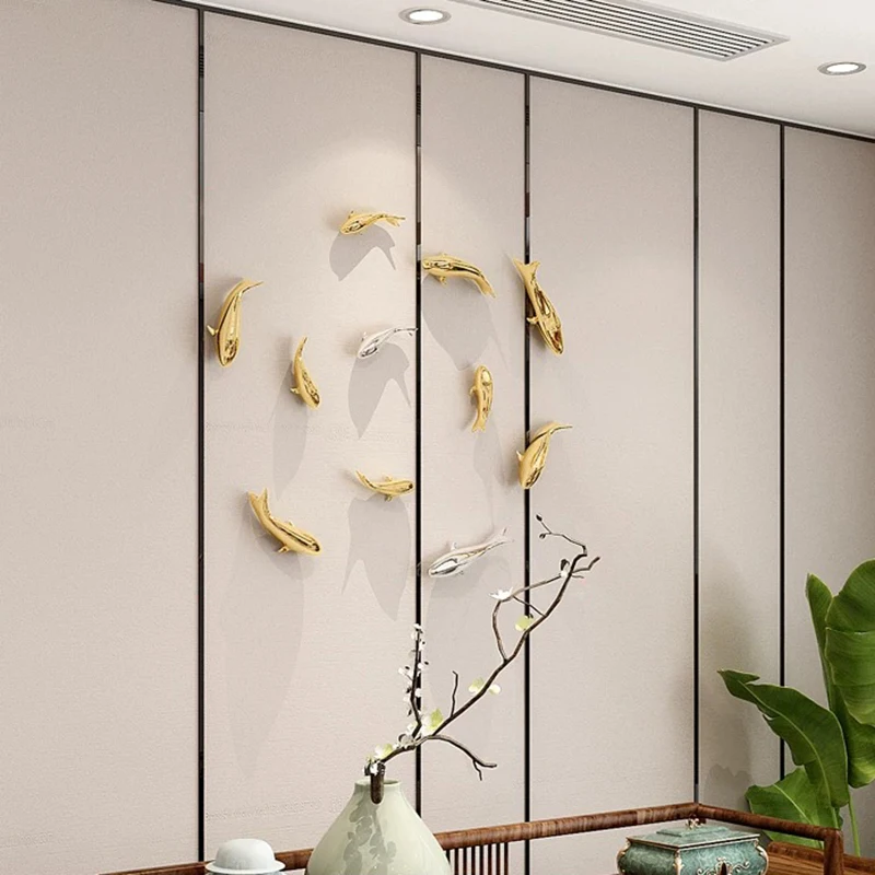 European electroplating fish 3D three-dimensional wall decoration living room dining room background wall decoration room decor