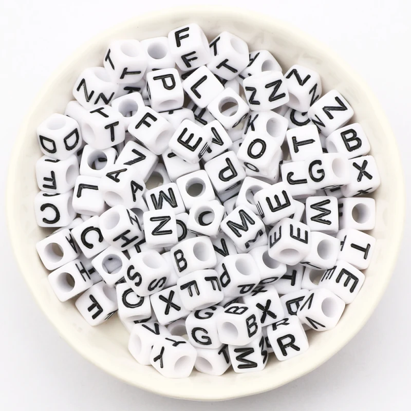 100/500pcs Mixed Letter Acrylic Beads Russia Alphabet Round Square Cube Number Beads For Jewelry Making Diy Bracelet