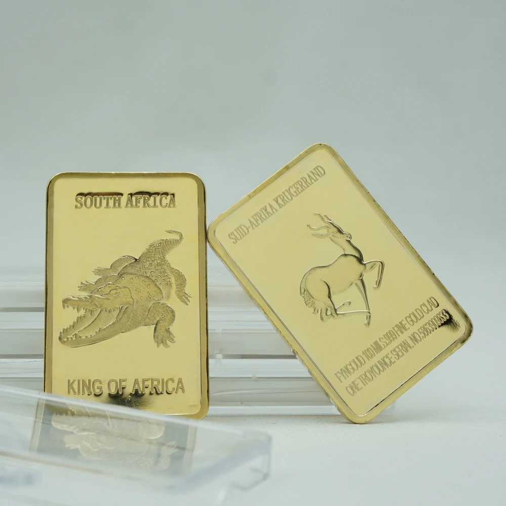 

2PCS/ Lot 24ct Gold Plated Coin Wild Protected Animals African Crocodile Bullion Bar Art Commemorative Coin