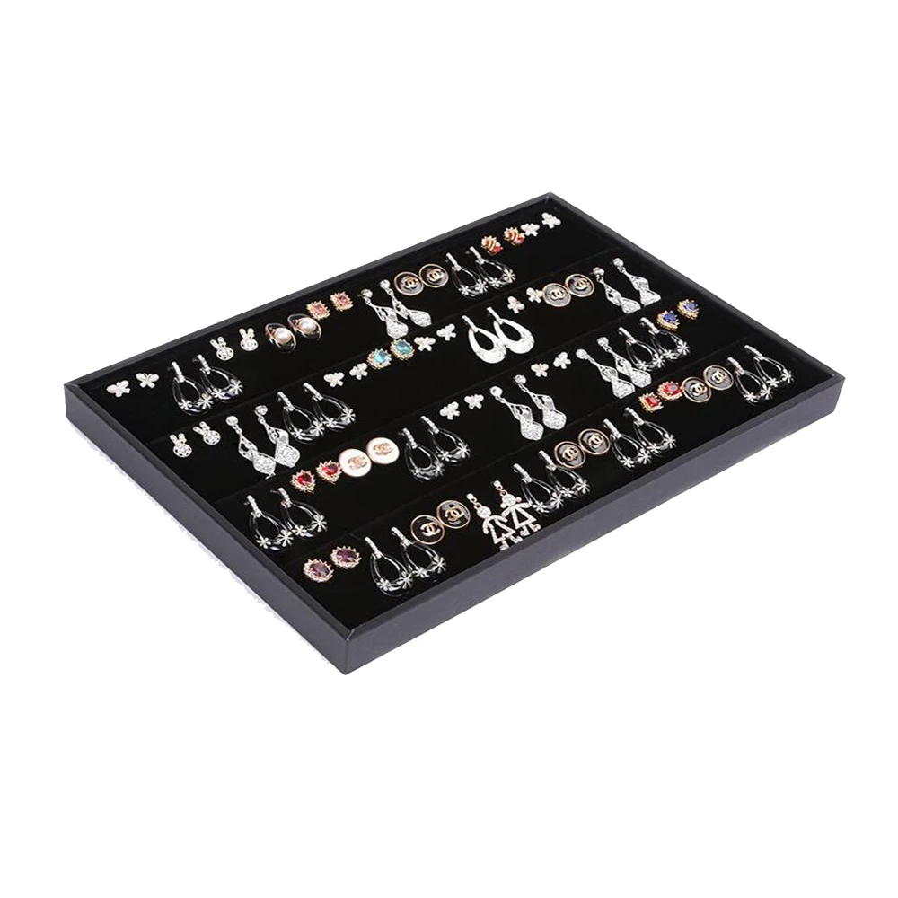 SZanbana Women Gift Black Velvet Tray 80 Hooks Large Earrings Organizer Box Storage Showcase Display Jewelry Holder Studs Case