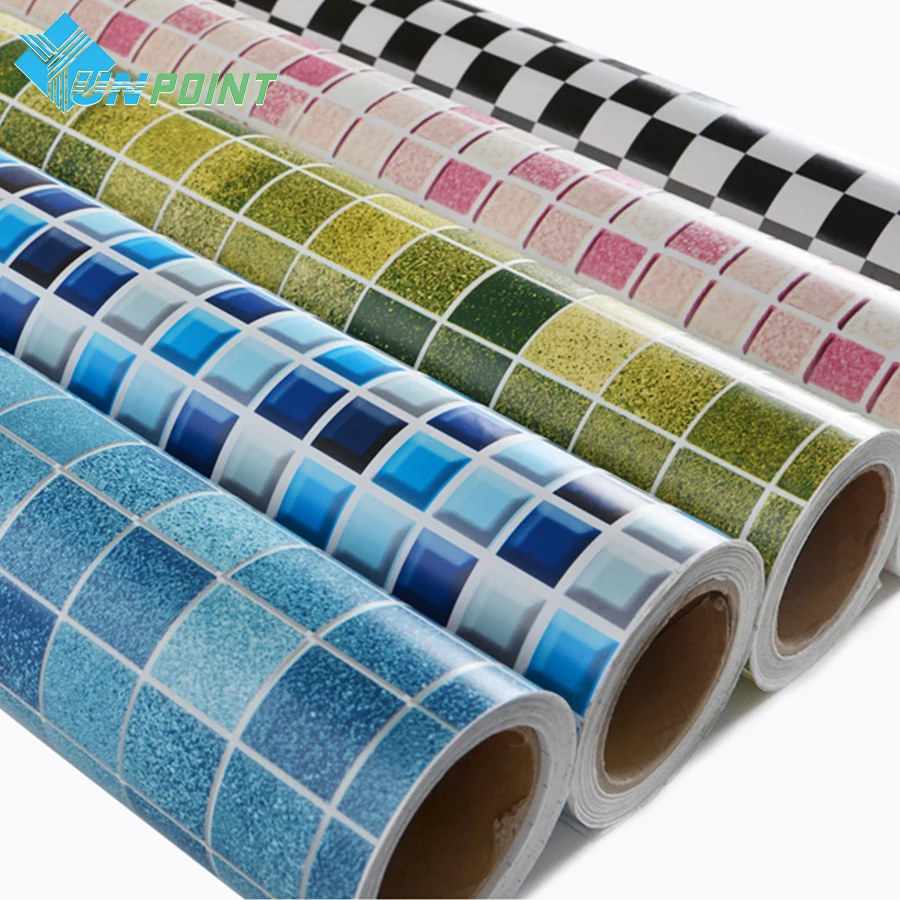 PVC Kitchen Oilproof Sticker Bathroom Waterproof Moistureproof Wallpaper Self-Adhesive Cabinet Stove Mosaic Tile Renovation Film