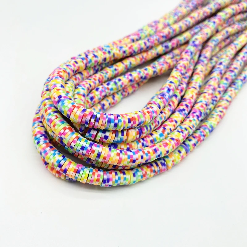 Imagen 4: Cuentas redondas planas de arcilla polimérica de 6mm, disco de Chip, espaciador suelto hecho a mano para hacer joyería DIY, pulsera, encontrar colores mezclados # RT RT