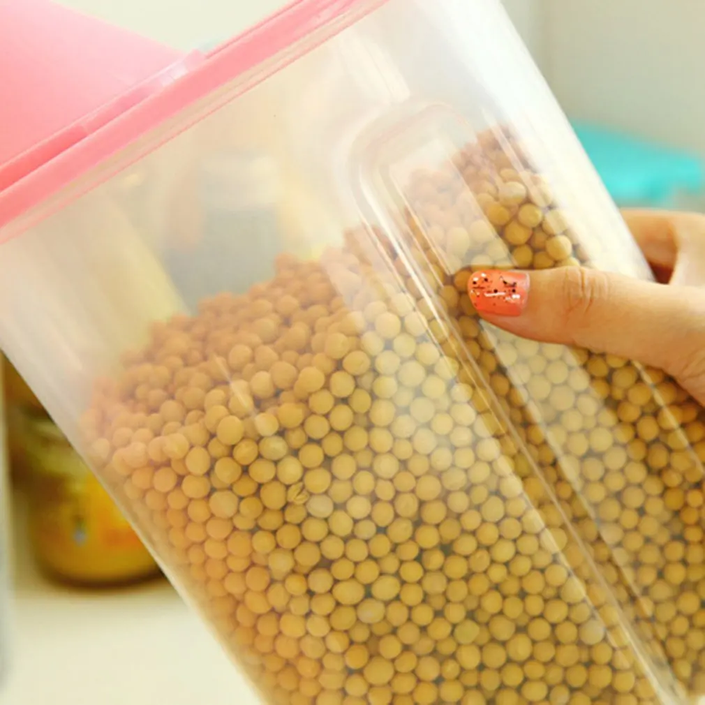 Kitchen Storage Box Food Storage Container Plastic Transparent Large Capacity Kitchen Seal Ring Grain Tank Random Color