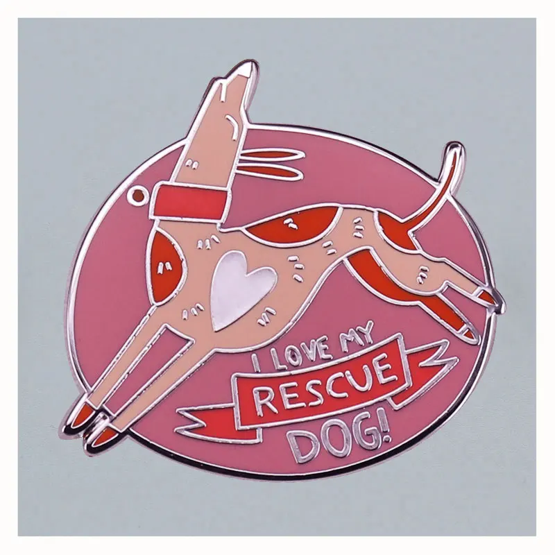 Adoption Rescue Dog Brooch Metal Enamel Lapel Badge Collect Denim Jacket Backpack Pin Decoration Given Friends And Fans Gifts