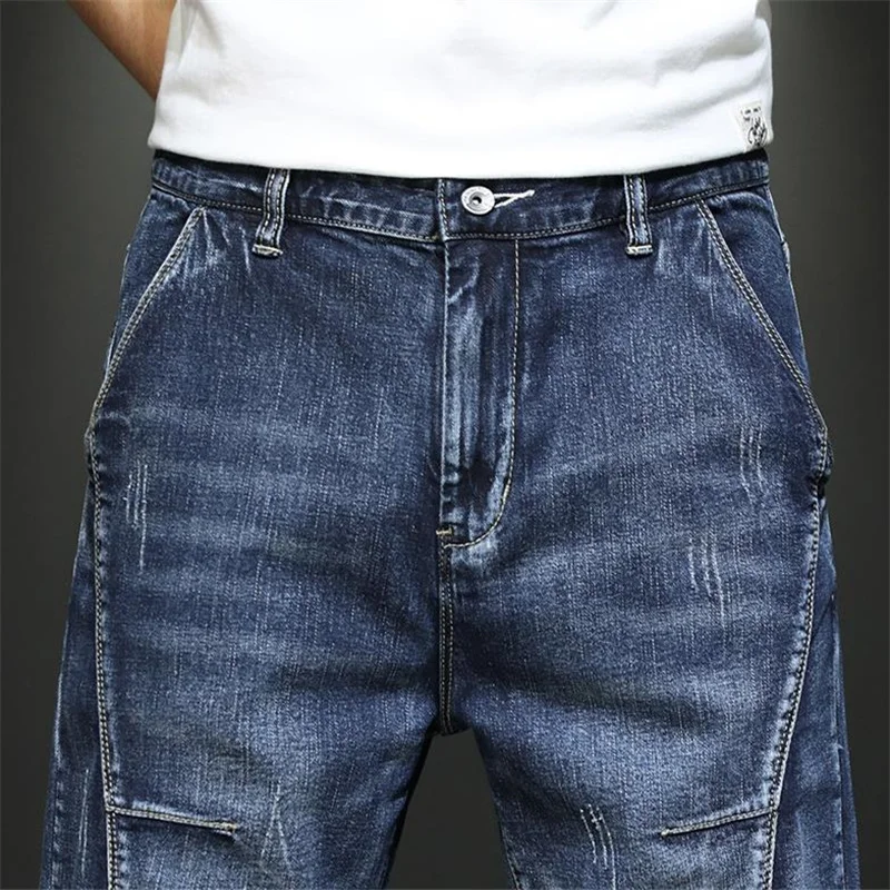 Sommer dünne gespleißte Vintage Denim Shorts Herren Cowboy kurze Hosen lässig männliche Mann Kleidung Patchwork Jeans