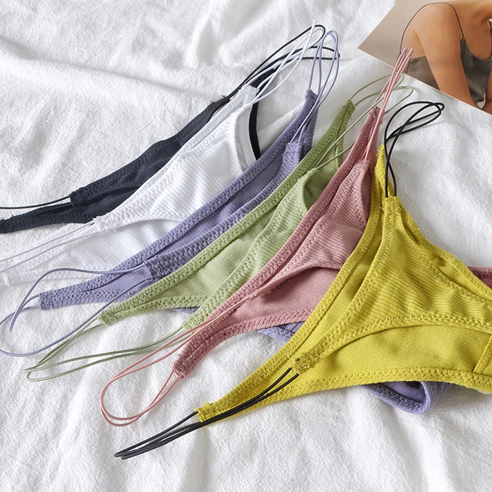 

Female Plus Size Low Rise Thin Strappy Cotton Bikini Panties Underwear G Strings Thongs