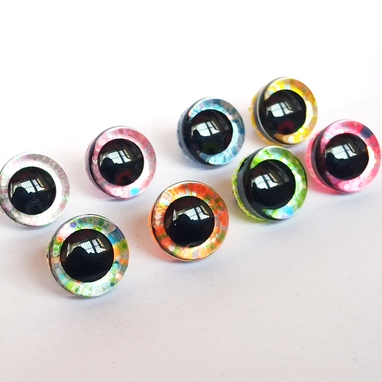 New 16pcs/lot 8 Mixed Color 3D Safety Eyes With Gliltter Nonwovens Washer Clear Doll Eyes Dolls Accessories