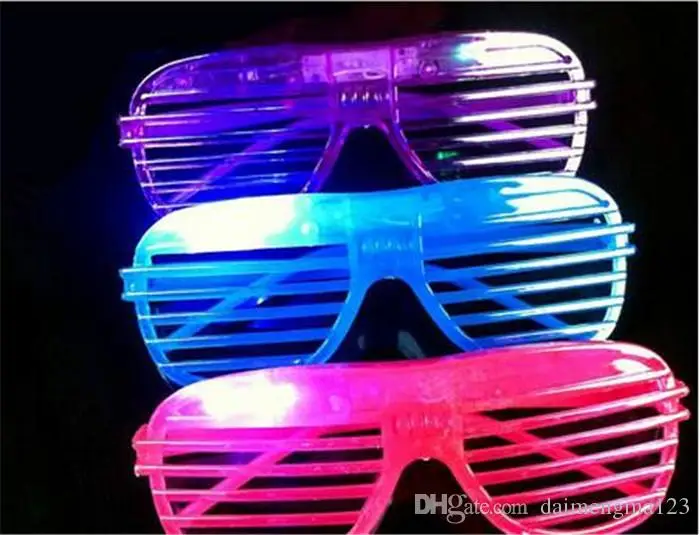 100pcs HOT LED Light Glasses Flashing Shutters Shape Glasses Flash Glasses Sunglasses Dances Party Supplies Festival Decoration