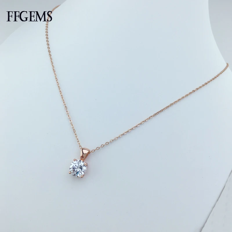 FFGems Real 925 Silver Pendant Sterling Moissante 2ct EF Color or Zircon Necklace Find Jewelry for Women Party Wedding Gifts