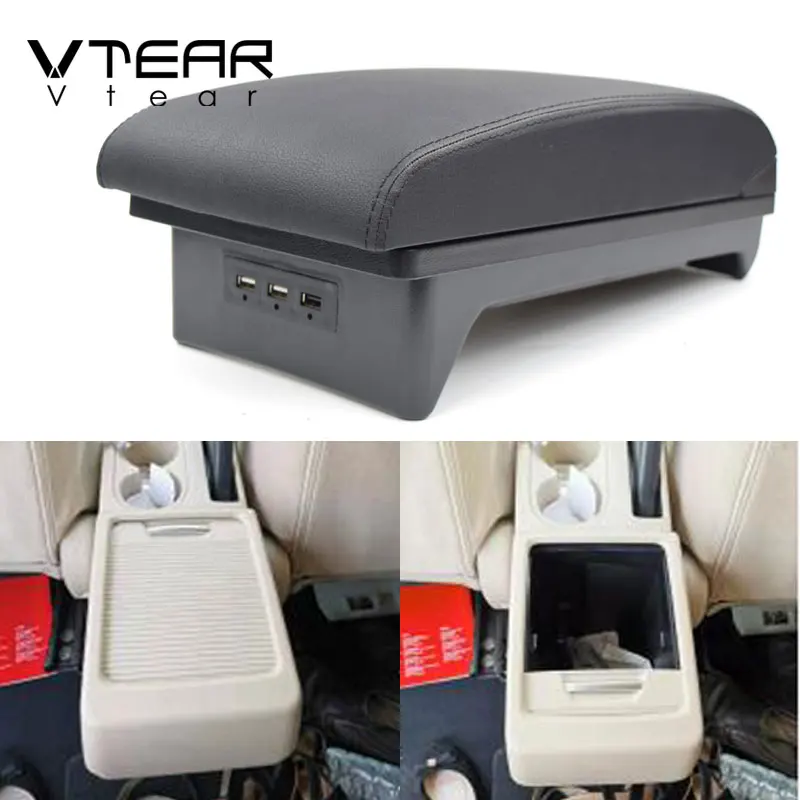 Vtear For Mitsubishi Xpander armrest car interior Accessories USB arm rest storage box center console styling decoration cover