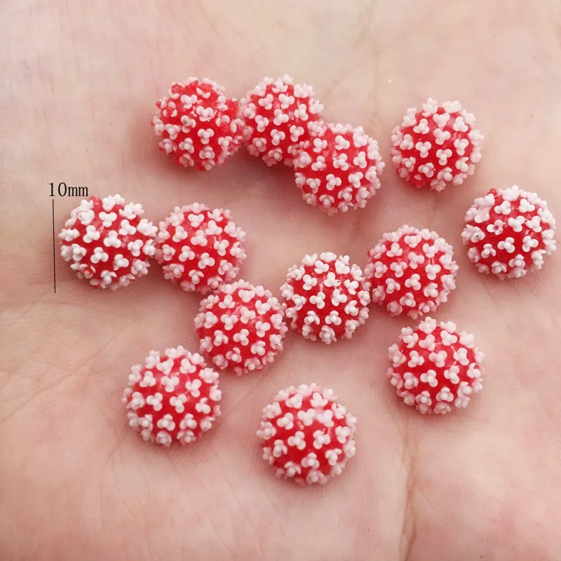 50Pcs Resin Colorful Flower Half of Bayberry Ball Flatback Bead Stone Clothing Applique DIY Scrapbook Decor Home Craft