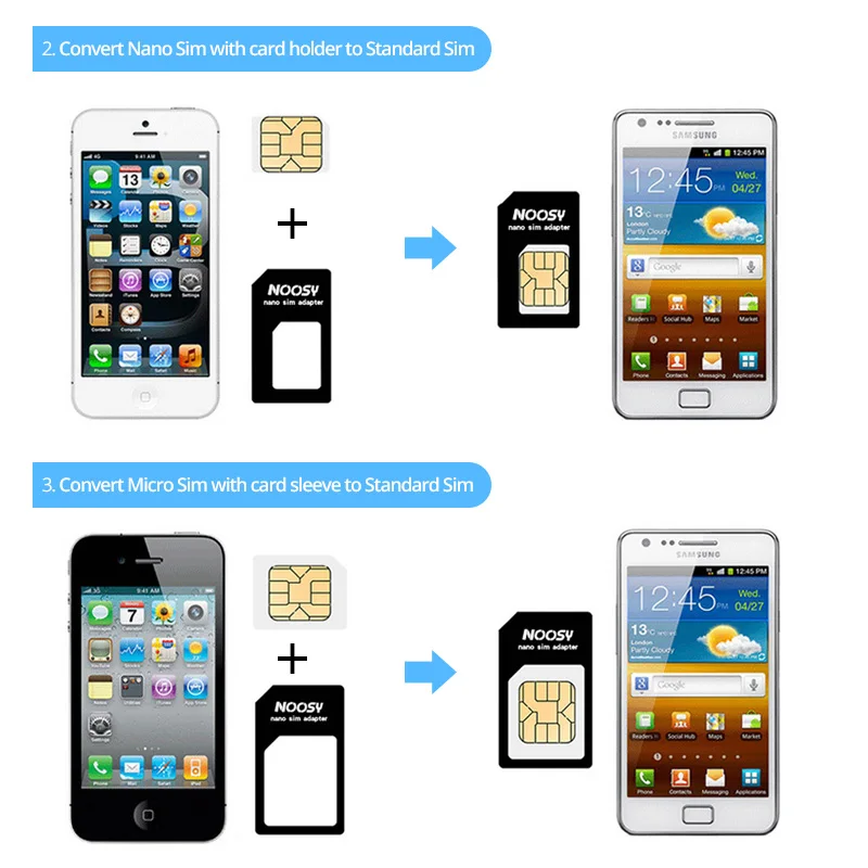 Adaptateur de carte Micro SIM 4 en 1 avec broche d'éjection, emballage de détail, Kit d'adaptateur de carte Nano Sim avec broche de carte Standard