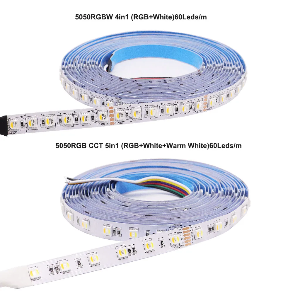 5050 2835 Led Strip RGB CCT 5 CoIors In 1 RGBW 4 colori In 1 RGBW WW CCT FIexibIe Tape Iight IP30 IP65 IP67 impermeabile 12/24V