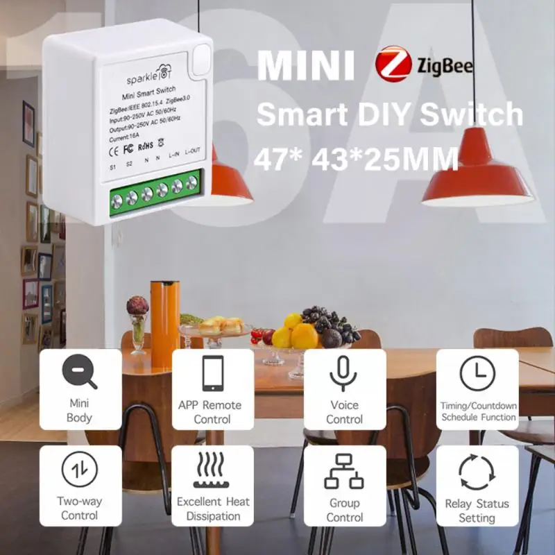 Yandex Alice 16A Tuya Zigbee MINI Smart Switch Module Support Two Way Control Remote Smart Home Via Smart Life Alexa Google Home