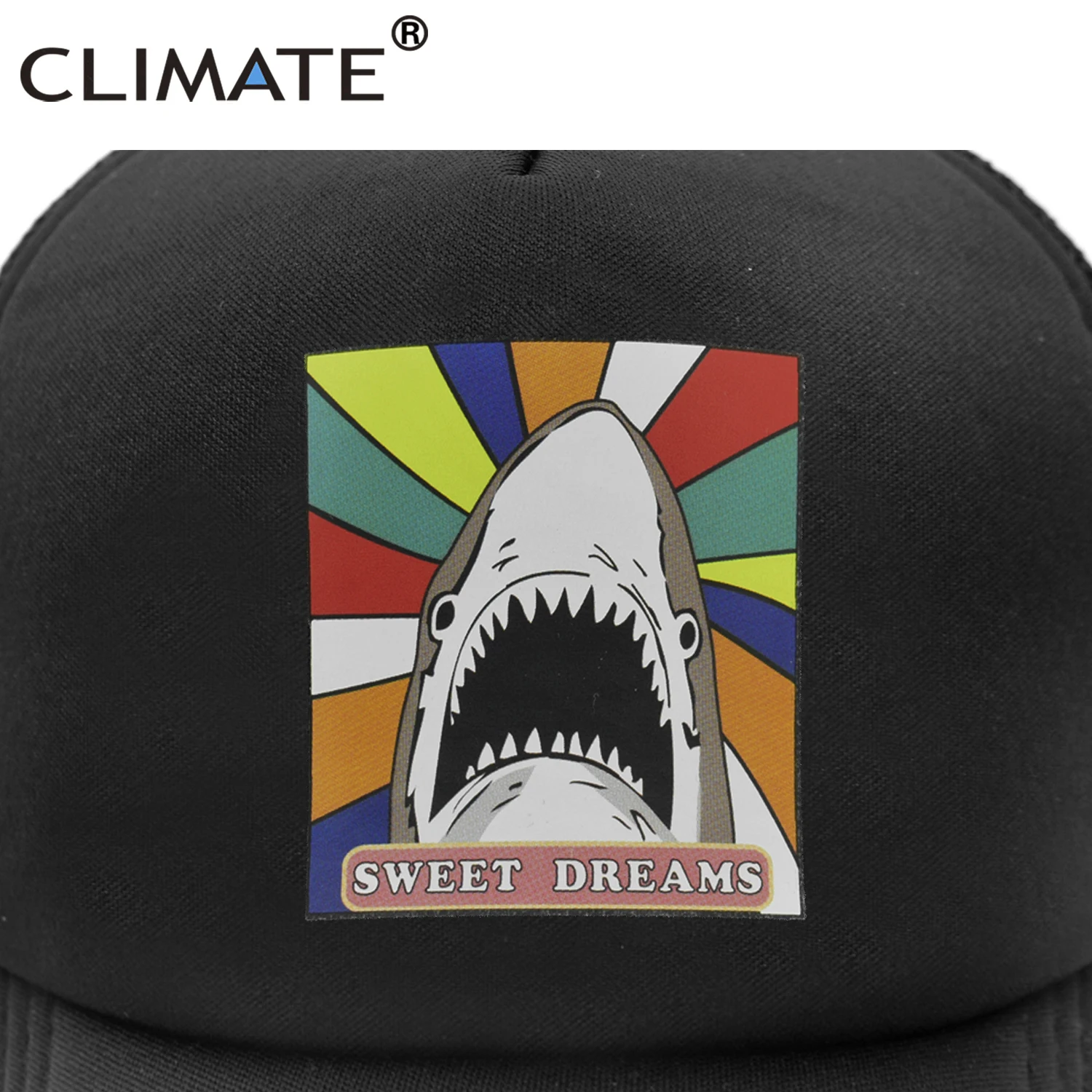 CLIMATE Shark Seaside Trucker Caps Hat Shark Hunt Surfing Men Caps Hip Hop Cool Summer Mesh Baseball Cap Hat for Men Women