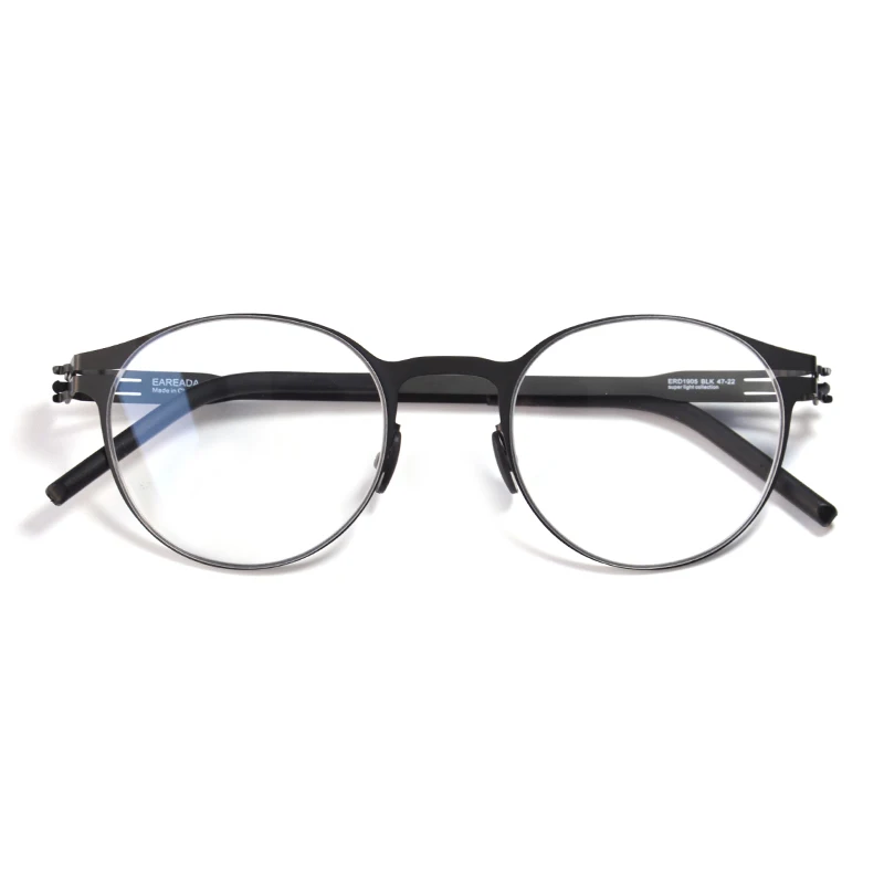 Germany Designer Screwless Vintage Round Eyeglasses for Men Super Thin Metal Retro Circle Lens Eyewear Frames Women