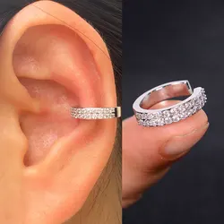 1Pc Simple Creative No Pierced Ear Cuffs Punk Silver Color Cartilage Lady Fake Earring Crystal Zirconia Ear Wrap Clip On Earring
