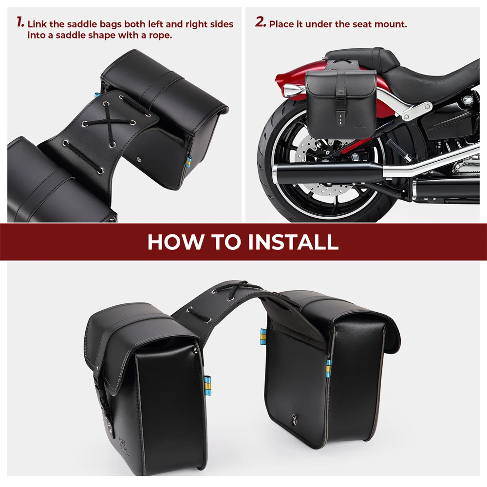 Motorcycle Saddlebags PU Waterproof Luggage Side Bags For Sportster XL883 XL1200 For Honda Shadow For BRIXTON CROSSFIRE 500 Bag