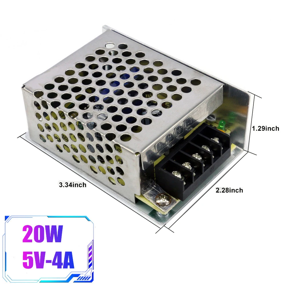 S-20-5 DC 5V 4A 20W Switching Power Supply Lighting Transformer For LED Strip Light Switching Power Adapter Driver