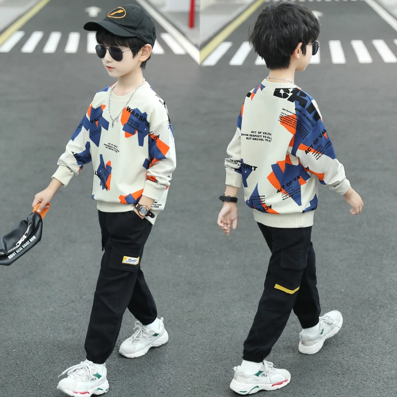 

Boys Spring Autumn Sports Suit 2023 New Children's Spring Handsome Clothing Set Tracksuit Kids Sportwear Clothes Twinset X544