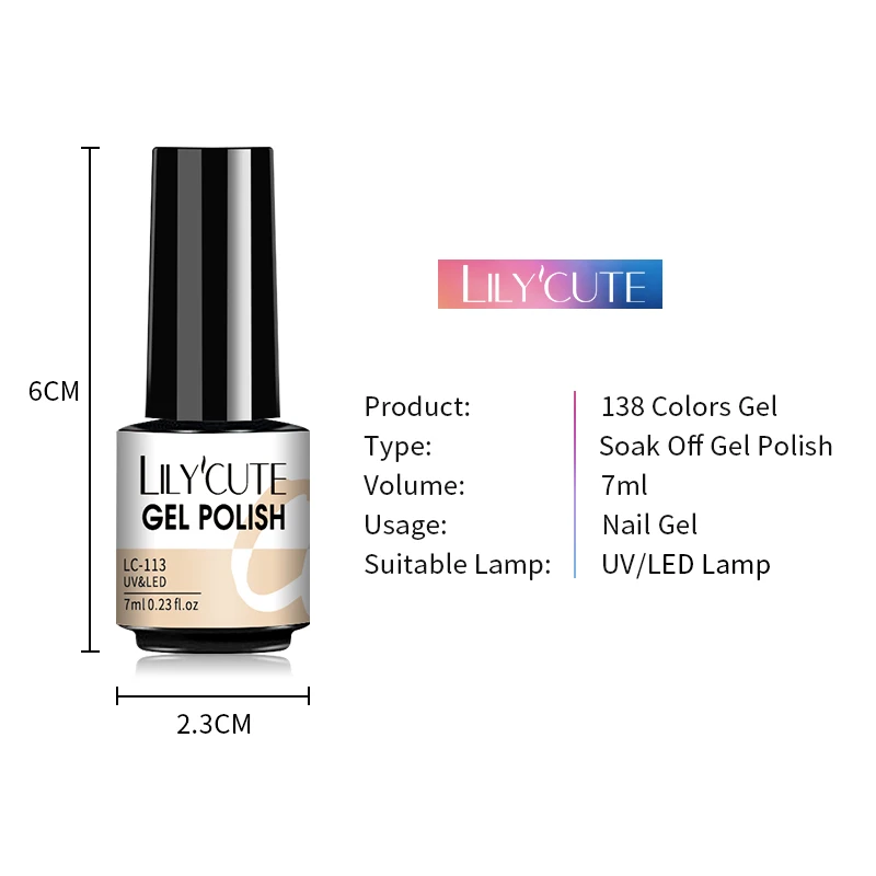 LILYCUTE 7ml Gel Nail Polish For Nails Semi Permanent Soak Off Gel UV LED Varnishes Base Top Matte Coat DIY Nail Art Gel Polish