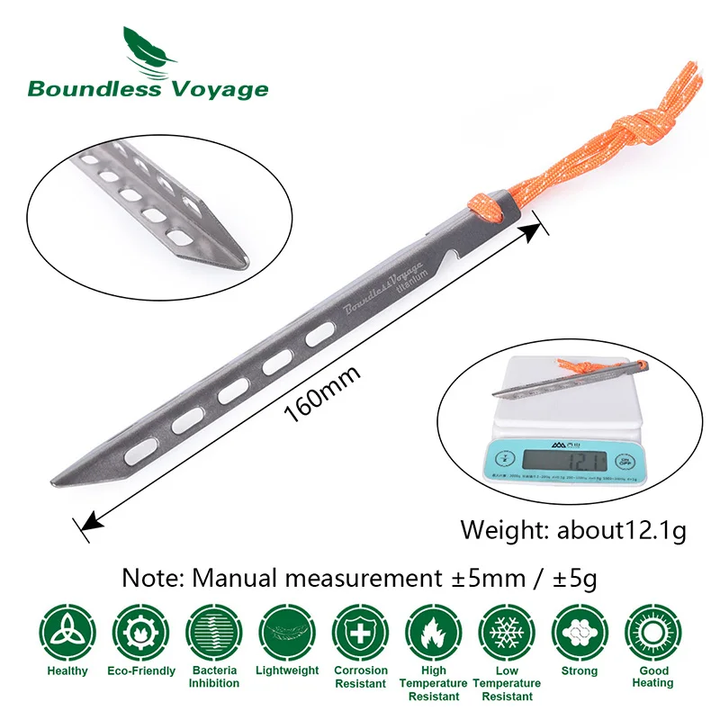 Boundless Voyage Titanium Tent Pegs Outdoor Camping Tent Stakes Tent Accessories Heavy Duty Aluminum Alloy Pegs Nails 4/6/8pcs