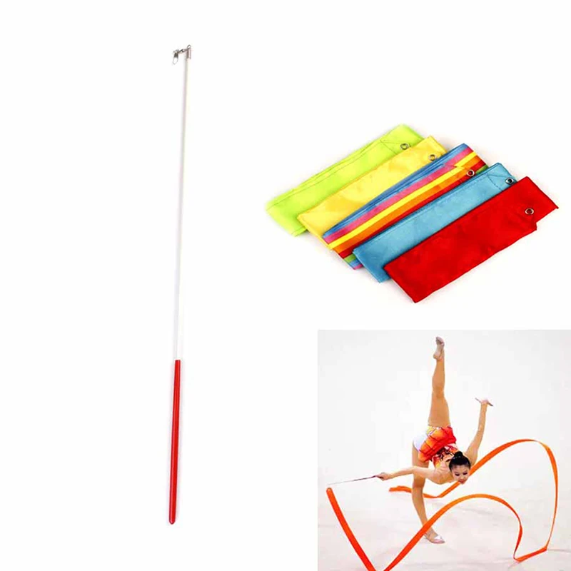 Nuovo 6m Ginnastica Ritmica Ballet Streamer Twirling Rod Palestra Danza Del Nastro Del Bastone di Arte