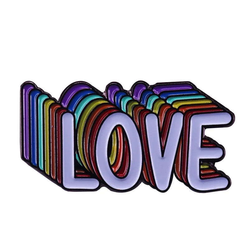 Rainbow awareness love stacked collar pin We're all human and equal love is all that we need!