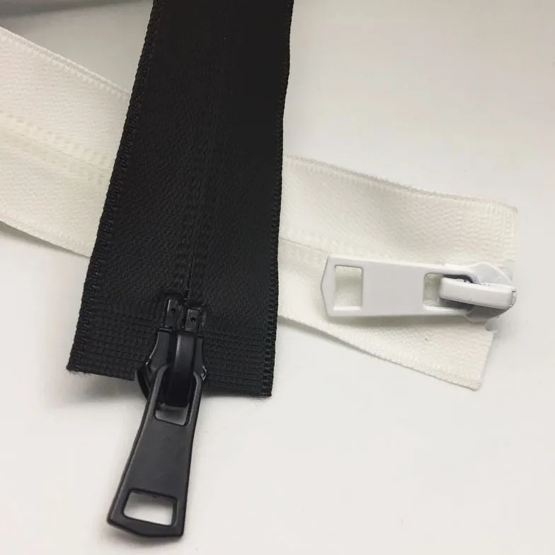 20/60/65/70/75/80/90/100/120/150cm 5# double open black&white nylon invisible waterproof zipper for down jackets outdoor jackets