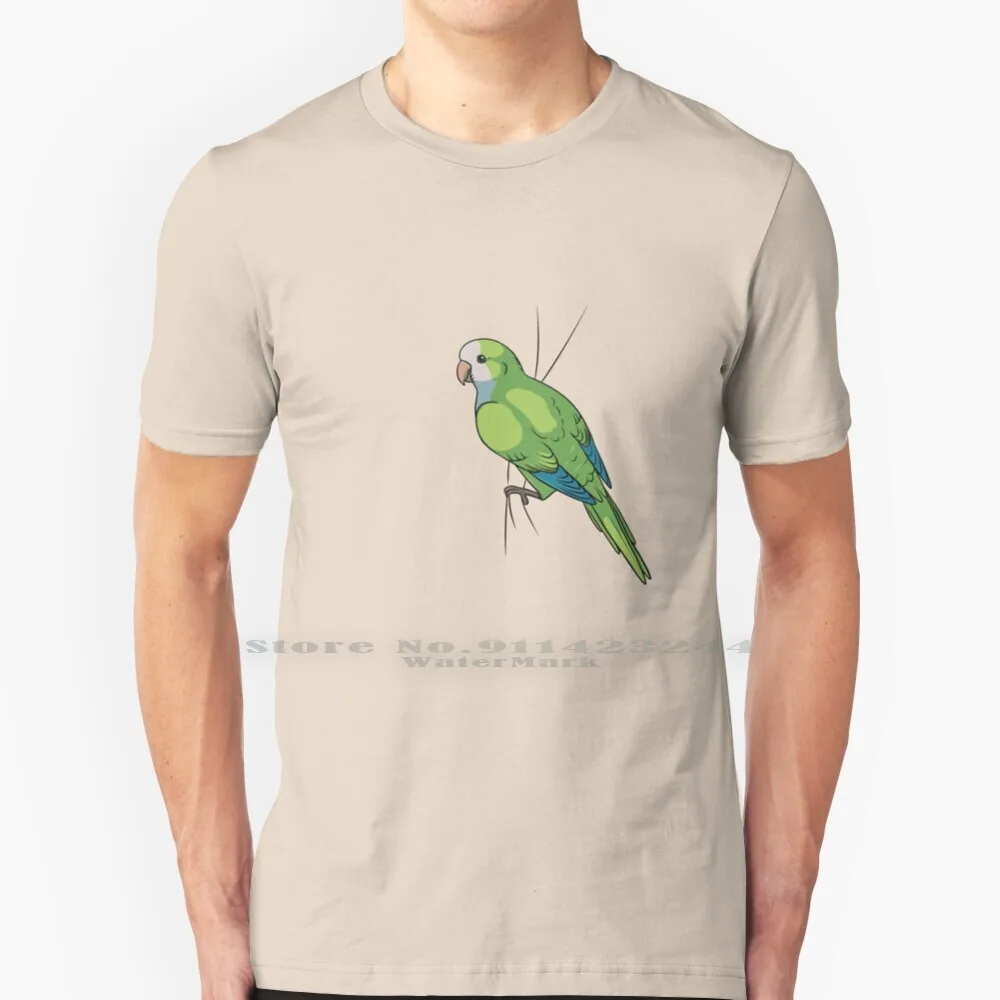 Clingy 100% Cotton T Shirt Parrot Monk Parakeet Parakeet Bird Cute Tee Short Sleeve Long Sleeve Gift