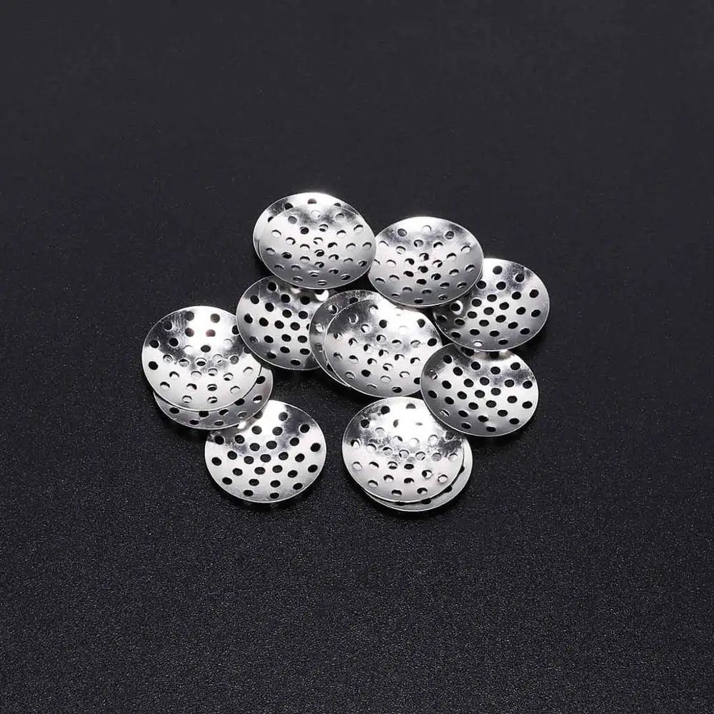 50pcs Brooch Base Brooches Bouquet Beading Back Holes Pad Cabochon Bezel Round Blank Tray Setting Beads For DIY Jewelry Making