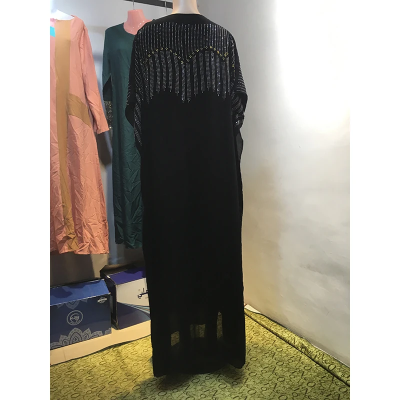 Fashion Africa style abaya long Dashiki Diamond and Flower Clothes Black Dress Kalama loose and comfortable Muslim Robe For Lady