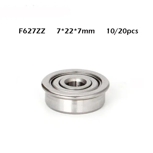 10pcs/20pcs F627ZZ F627Z RF2270HH F627-ZZ 7x22x7 mm Mini flanged deep groove Ball Bearing 7*22*7mm metal shielded